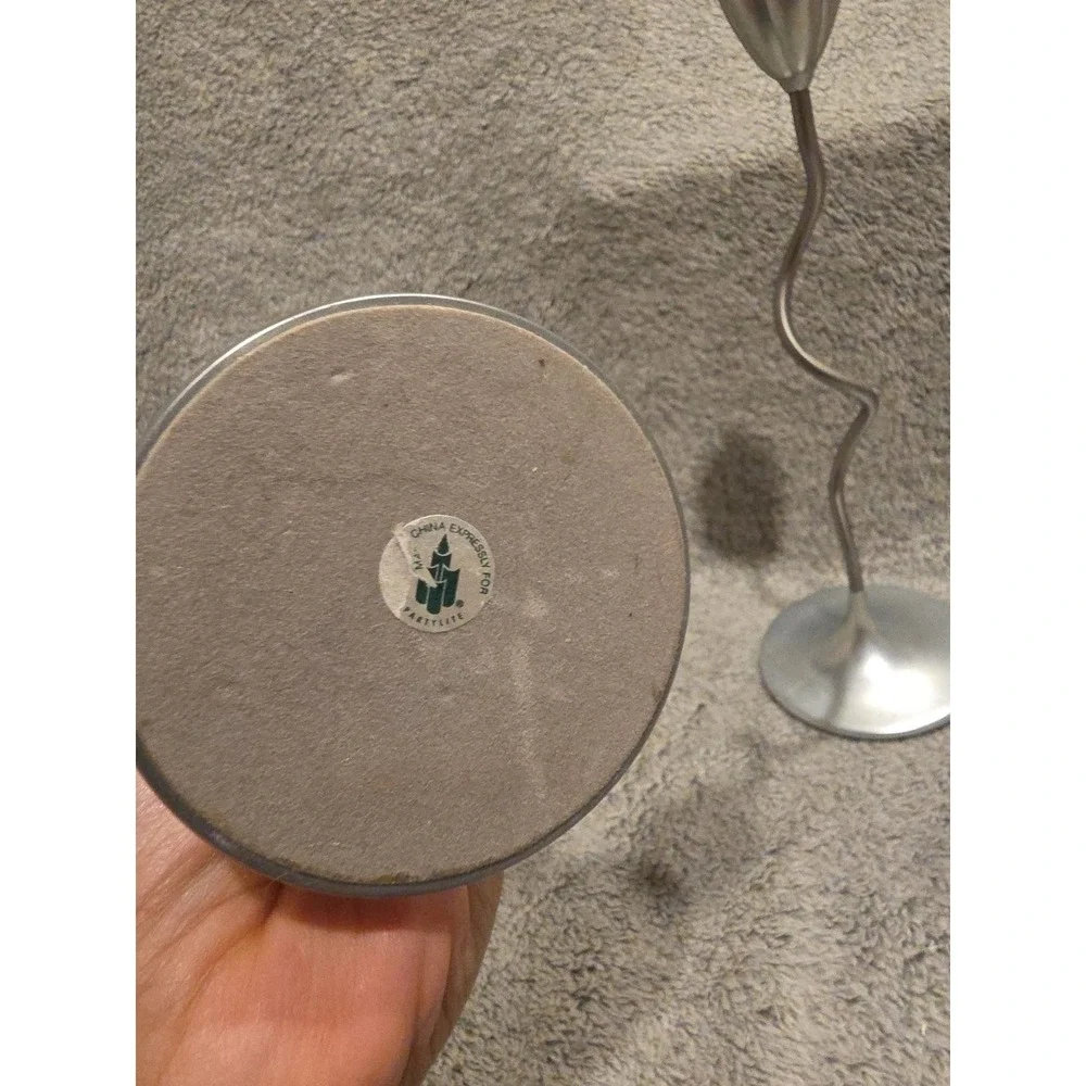 Partylite Dancing Slims Metal Candle Holder Set of 3 Silver Decor Flowers Floral - Picture 4 of 5